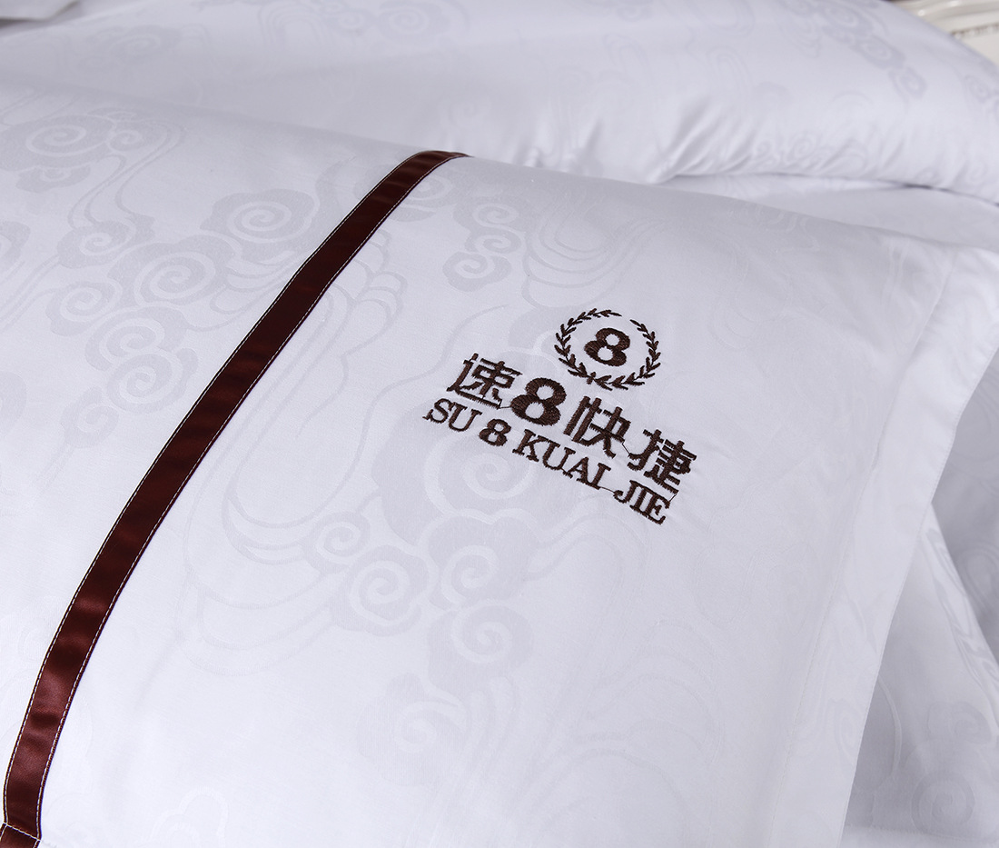 酒店床上用品宾馆四件套纯棉三件套全棉纯白色加厚加密床单被套详情28