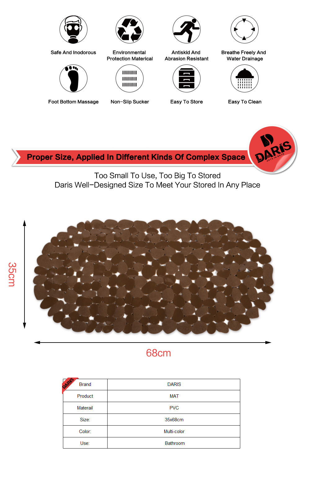 源头厂家定制贝壳石头浴室垫PVC卫生间垫浴缸脚垫详情7