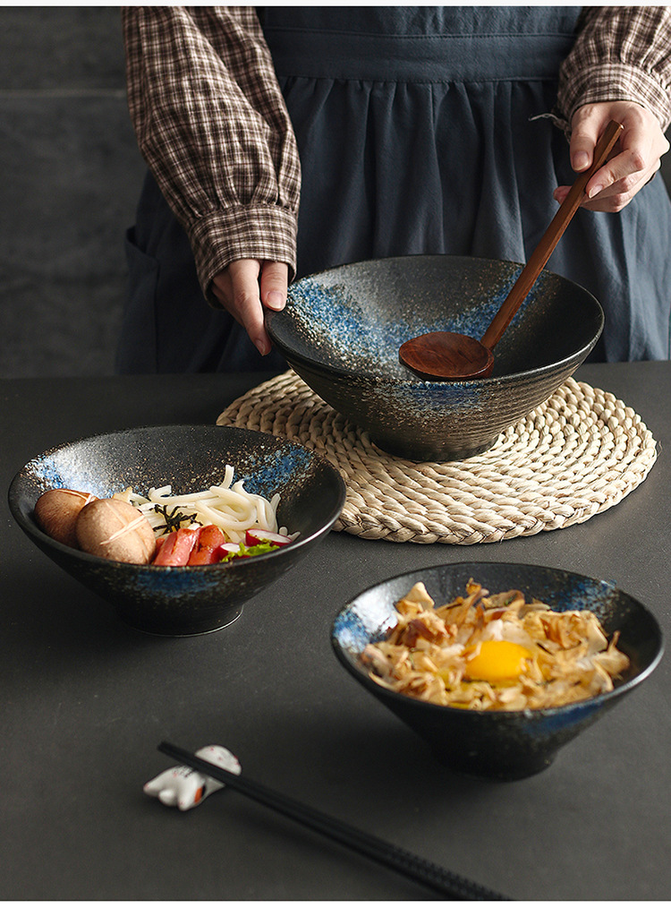 Ramen bowl, Japanese bowl, tableware, noodle bowl, ceramic bowl, commercial rice bowl, bamboo hat bowl, large bowl, spicy hot pot, MAO CAI soup noodle bowl pic 11