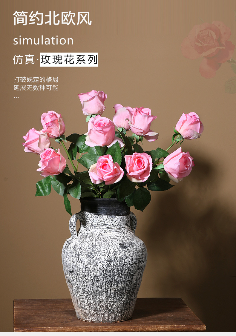 高仿真玫瑰花单支手感保湿玫瑰婚庆居家装饰手捧花摆件玫瑰花蕾详情13