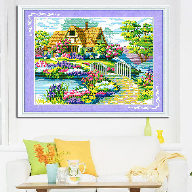 Framed beautiful home, cross-stitch, hand embroidery, thread embroidery, new style living room, bedroom, small house, simple embroidery, small paintings pic 6