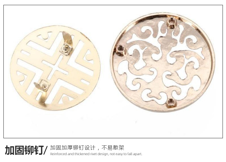 现货箱包五金包包配件圆形LOGO唛头商标镂空花纹商标服饰标牌五金详情11