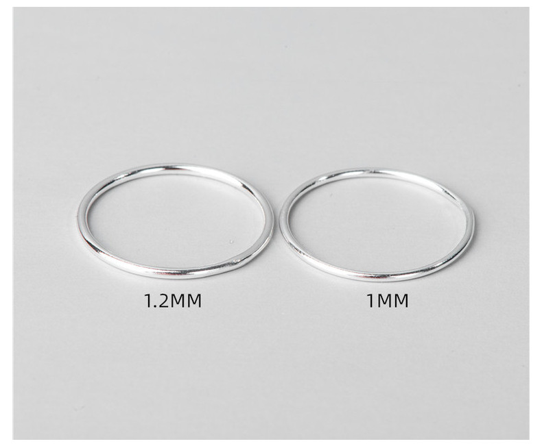 Wholesale S925 sterling silver aperture rings for women, 1.2mm to 1mm fine rings, fashionable band rings, and ring finger joint rings from the manufacturer pic 19