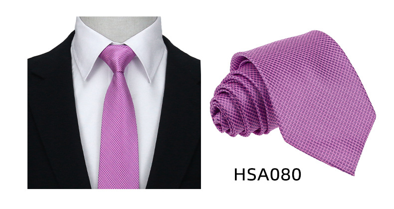 男士高级商务领带制服西装休闲7.5cm宽涤丝婚礼伴郎手打格子领带详情48