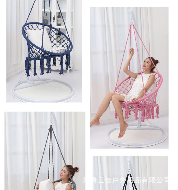 ins Indoor swing hammocks, Nordic-style mesh hammocks, leisure tassel hanging baskets, household foot hammocks, hanging chairs wholesale pic 6