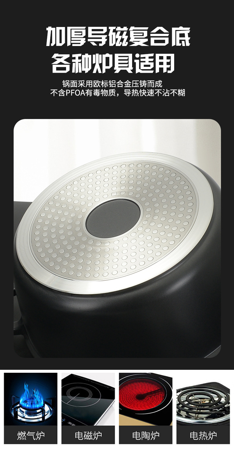 Chicken pot special non-stick pot, large-capacity composite bottom deep soup pot, stew pot, gas induction cooker, universal double-ear aluminum pot pic 9