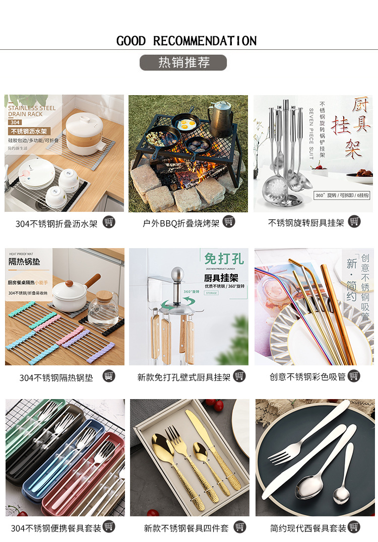 不锈钢厨具挂架免打孔旋转悬挂收纳架浴室客厅厨房整理架详情2