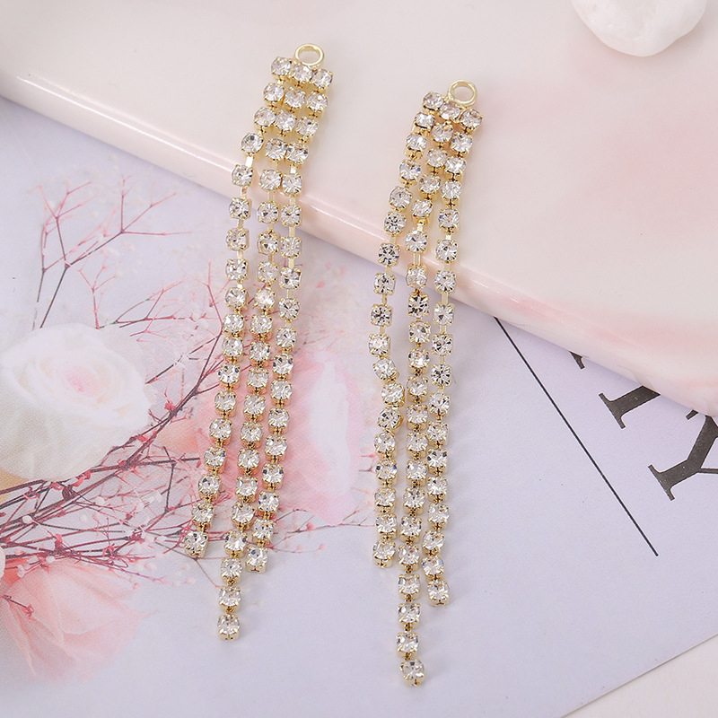 Best-selling diy water diamond claw chain, welded earrings, tassel accessories, earrings, versatile heart-shaped round five-pointed star ear strings pic 15