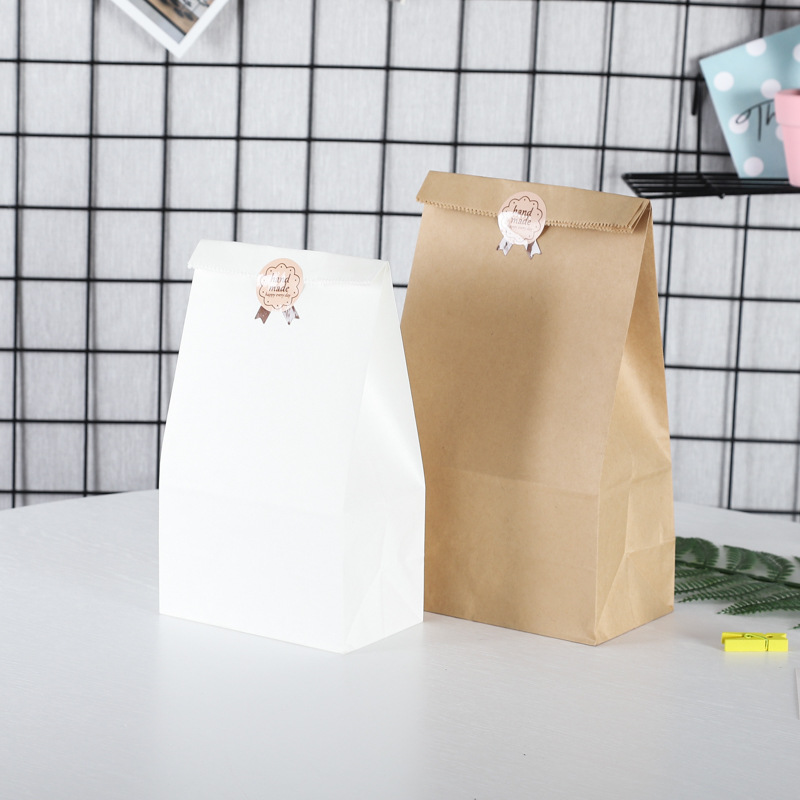 Disposable coated oil-proof paper bags, storage paper bags, takeout bags for catering, bread and hamburger paper bags, kraft paper packing bags pic 8