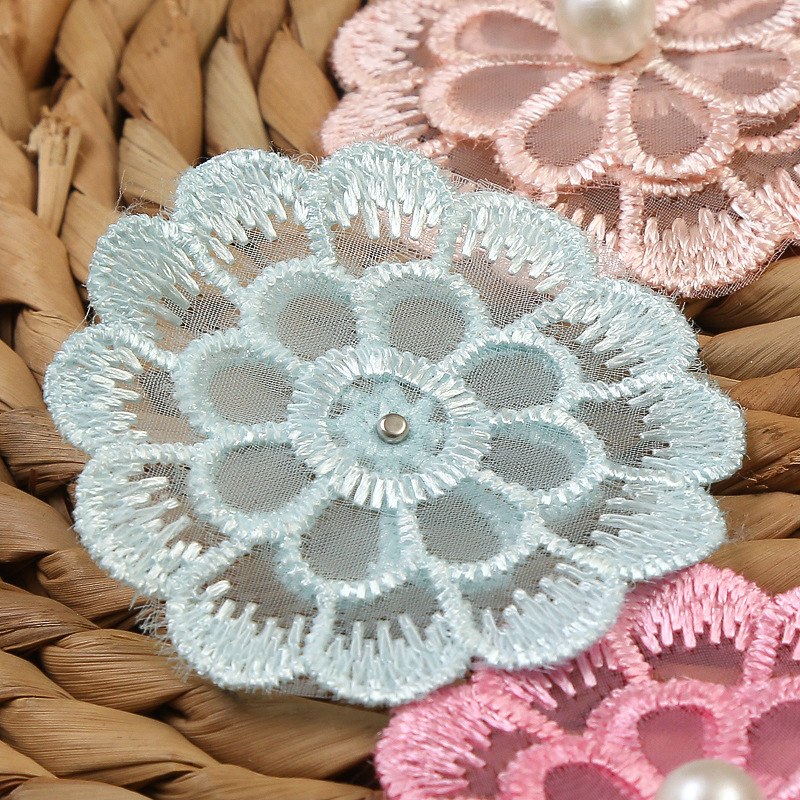 New six-color beaded organza flower triumphal bird two-layer organza lace clothing accessories factory direct sales pic 15