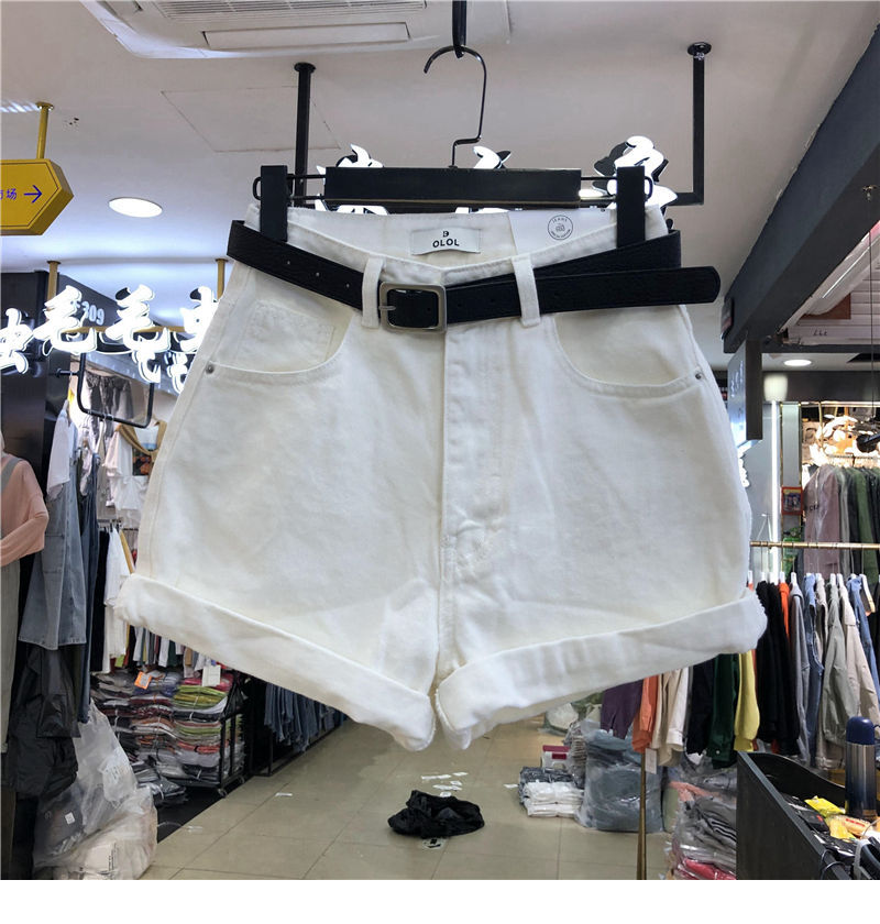 灰色牛仔时尚短裤夏季2022新款高腰阔腿宽松韩版显瘦外a字热裤详情13