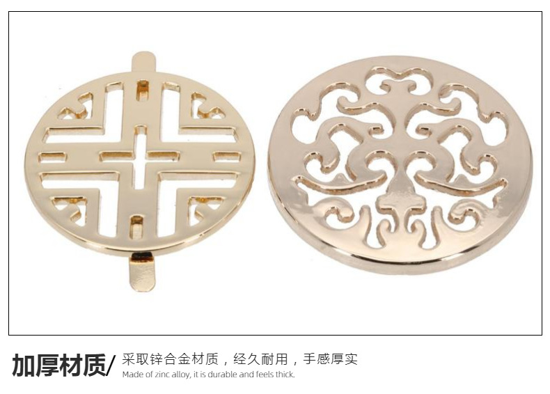 现货箱包五金包包配件圆形LOGO唛头商标镂空花纹商标服饰标牌五金详情10