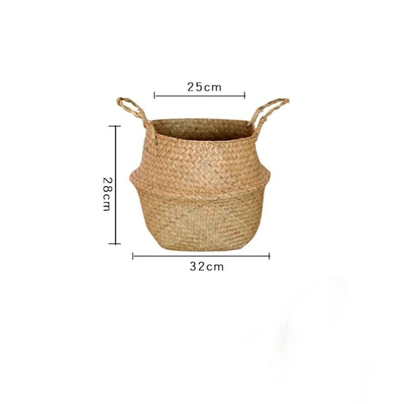 室内花篮手提编织篮花盆草编竹编植物草编落地折叠草编包篮子编织详情6