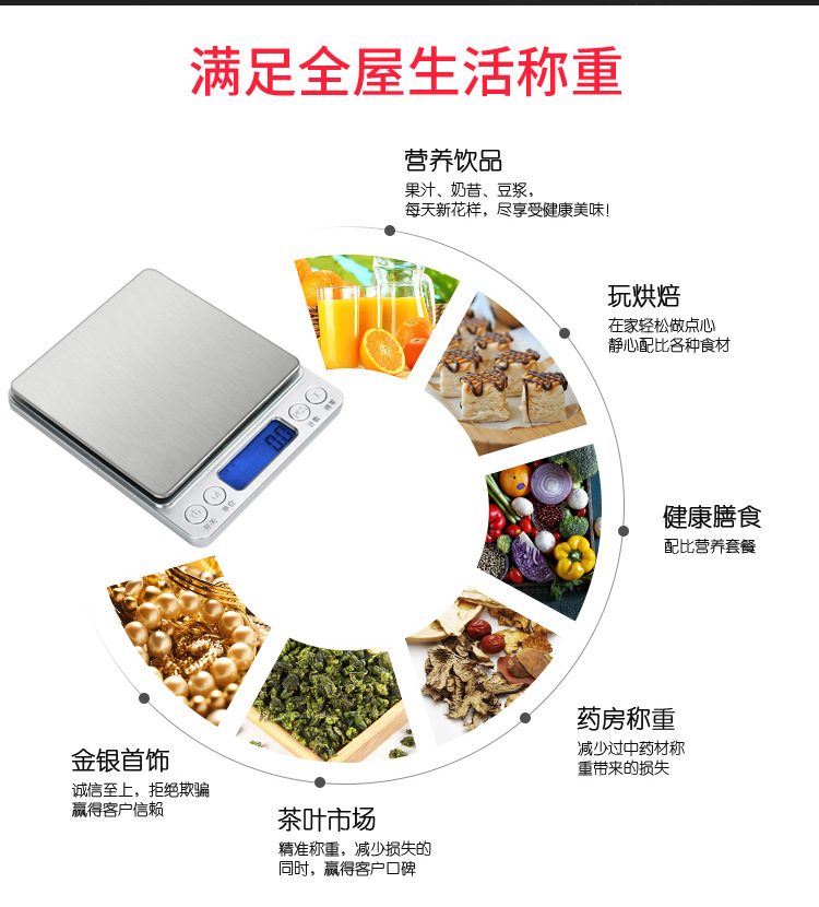 高精准度0.1g厨房电子秤 不锈钢烘焙电子称药材茶叶秤克数秤i2000详情13