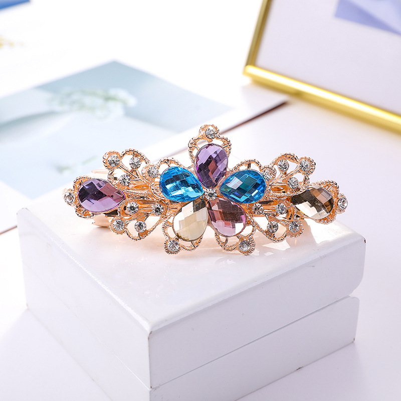 发夹高级感小香风马尾夹女士超闪轻奢水钻顶夹水晶盘发后脑勺头饰详情22