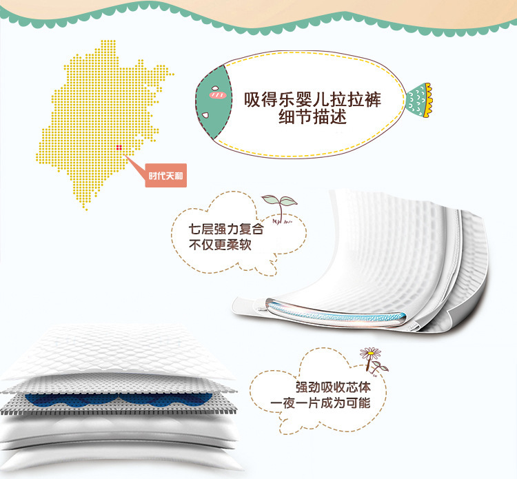 怡儿爽吸得乐轻柔婴儿拉拉裤XXL34片柔薄透气干爽宝宝学步成长裤详情8
