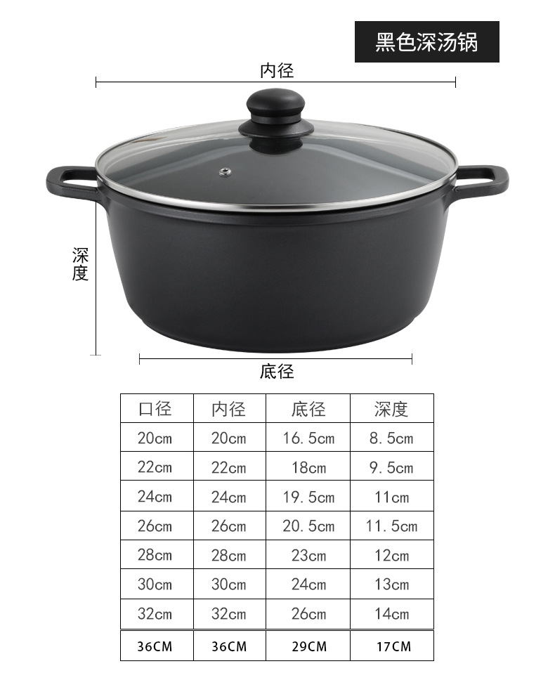 Chicken pot special non-stick pot, large-capacity composite bottom deep soup pot, stew pot, gas induction cooker, universal double-ear aluminum pot pic 11