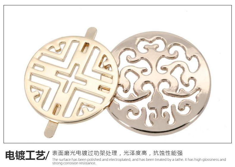 现货箱包五金包包配件圆形LOGO唛头商标镂空花纹商标服饰标牌五金详情9