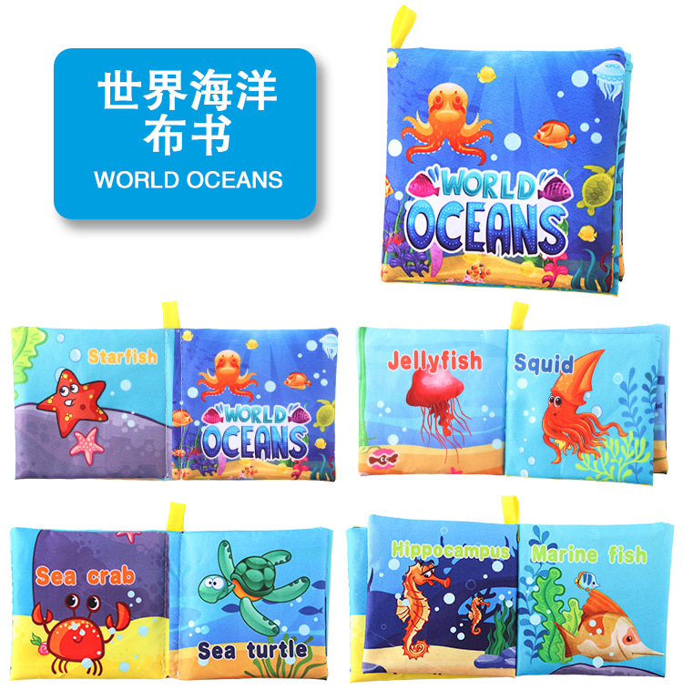 Amazon cross-border 3D baby cloth books, early education toys, English palm books, animal number recognition baby cloth books pic 69