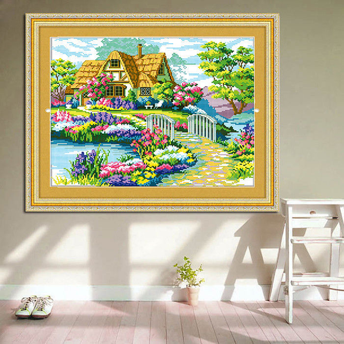 Framed beautiful home, cross-stitch, hand embroidery, thread embroidery, new style living room, bedroom, small house, simple embroidery, small paintings pic 8