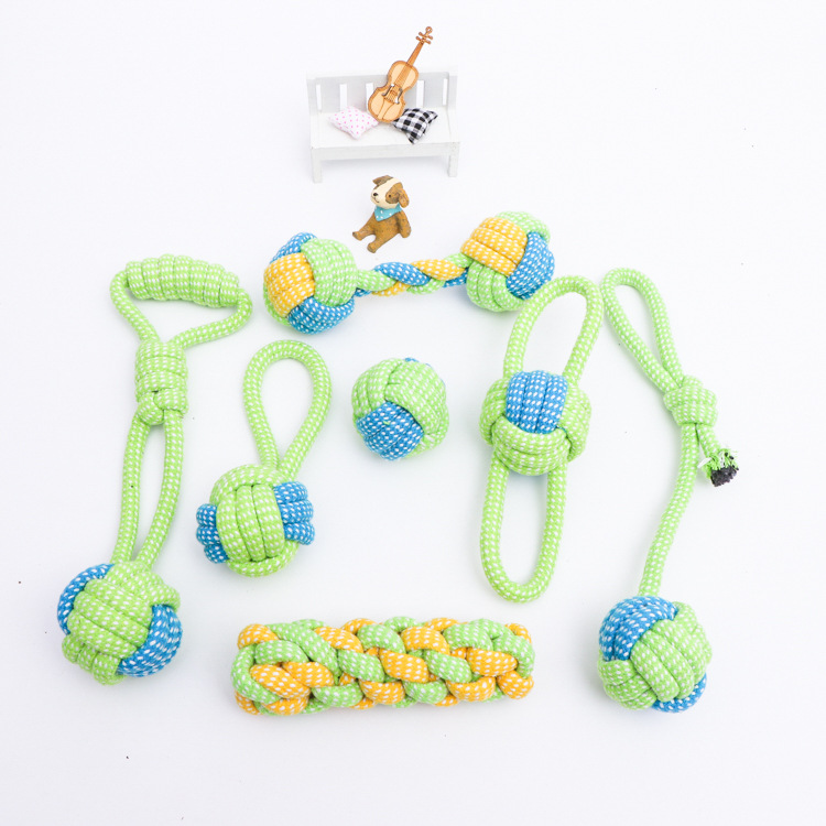 Wholesale manufacturer of dog cotton rope toys for teeth grinding and cleaning, multi-color dog biting rope combination sets, direct supply of pet supplies pic 1