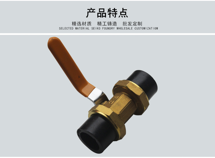 pe 双活节球阀4分铜球阀20 25 32阀门开关PE铜球阀给水管快速接头详情6