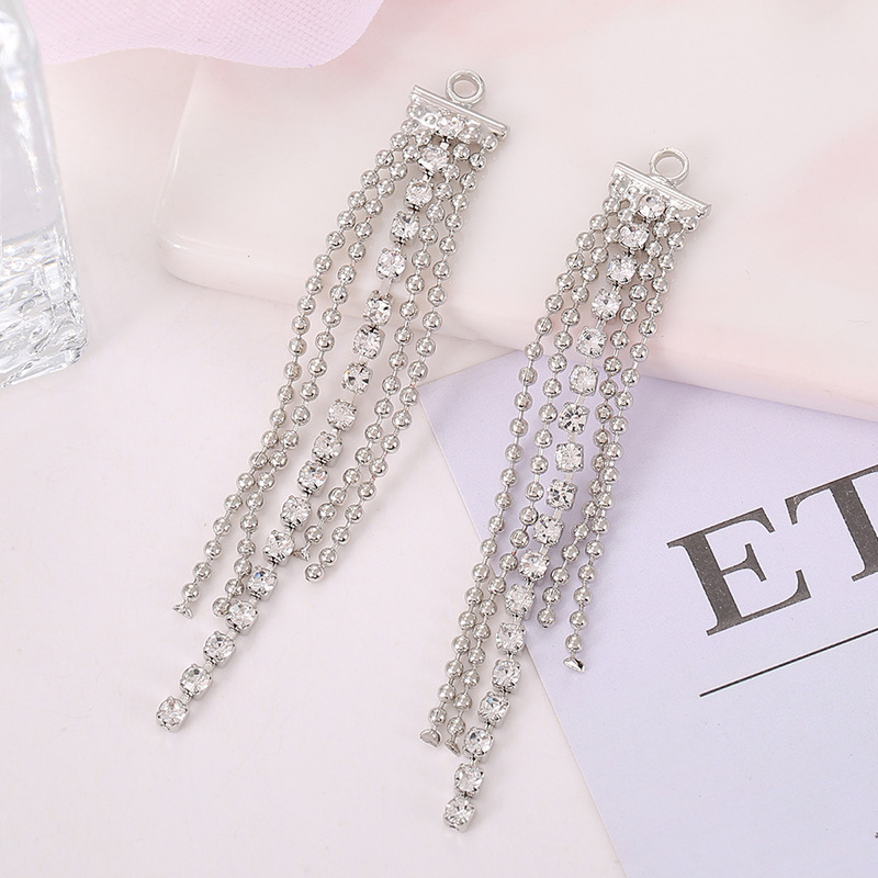 Best-selling diy water diamond claw chain, welded earrings, tassel accessories, earrings, versatile heart-shaped round five-pointed star ear strings pic 12