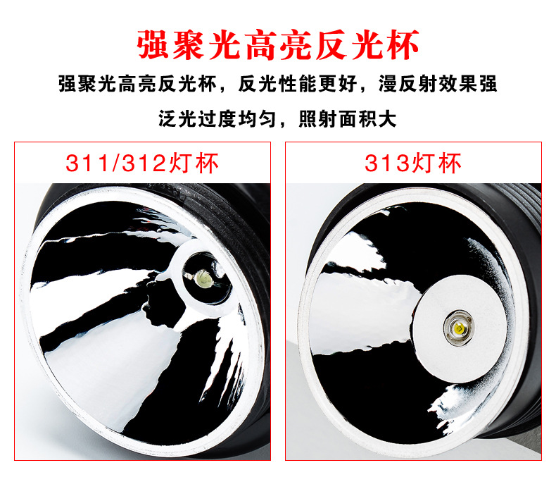 Rechargeable LED high-intensity flood control and fire emergency flashlight, waterproof outdoor camping large and small household appliance flashlight pic 16