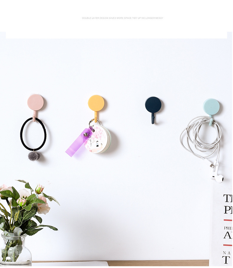 Powerful and cute hooks, Nordic-style kitchen and bathroom hooks, sticky hooks, no need for drilling, wall adhesive, convenient door rear hooks pic 7