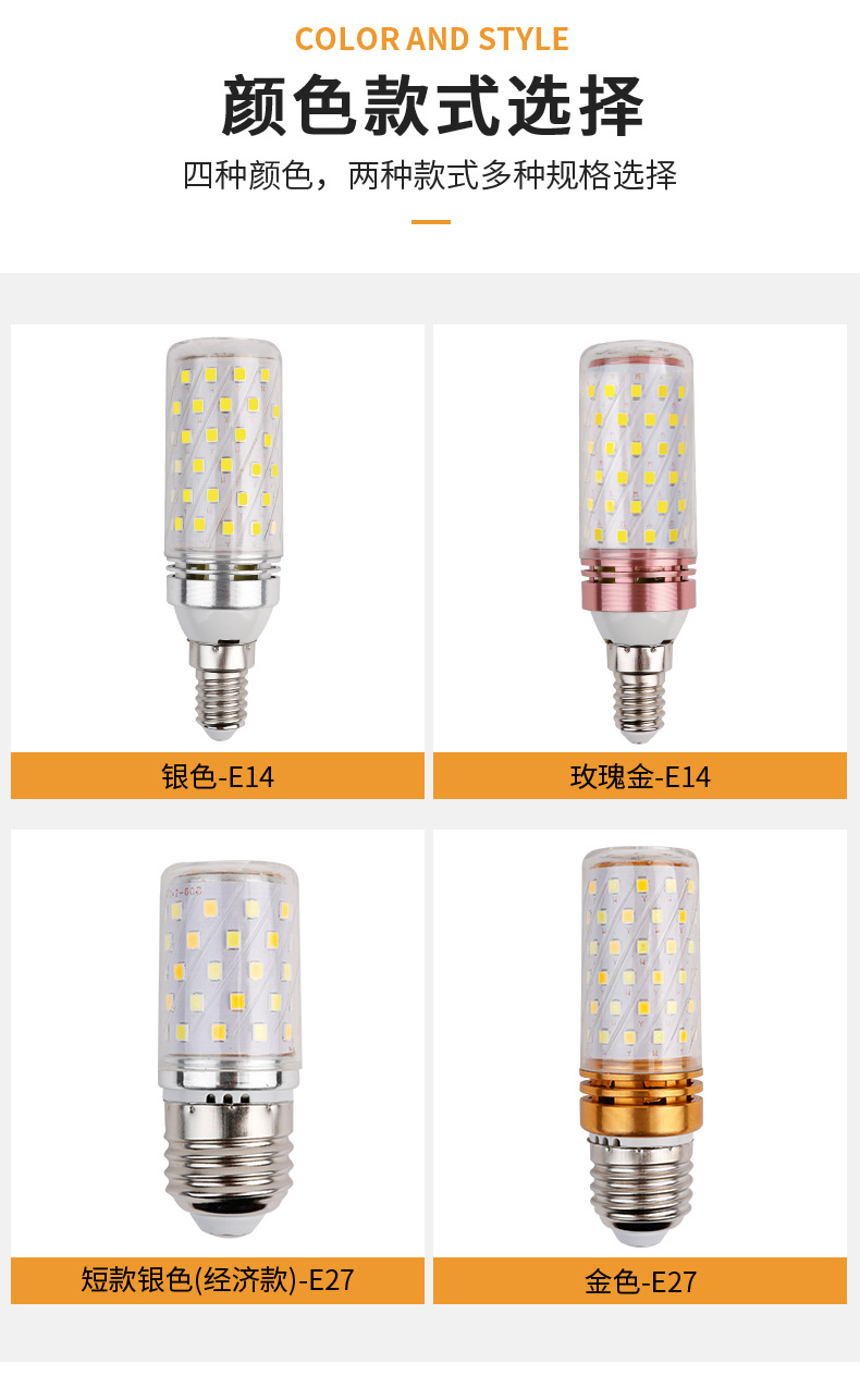 光头强led玉米灯灯泡E14E27螺口12W16W节能家用灯泡三色变光高亮详情6
