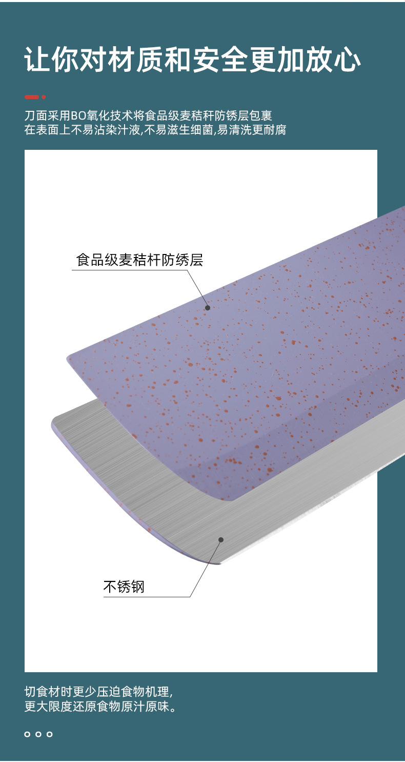 Stainless steel gift knife set, macaron knives, wheat straw six-piece knife set, colored wheat straw six-piece knife set pic 3