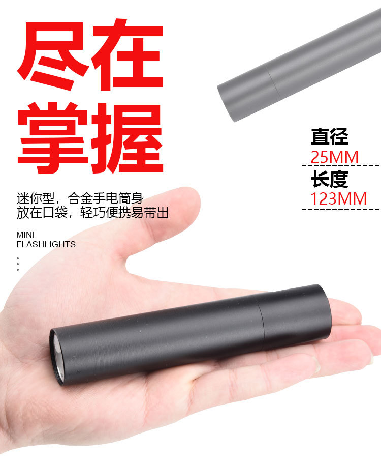 New cross-border led high-intensity flashlight, aluminum alloy usb charging outdoor mini built-in battery power bank flashlight pic 5