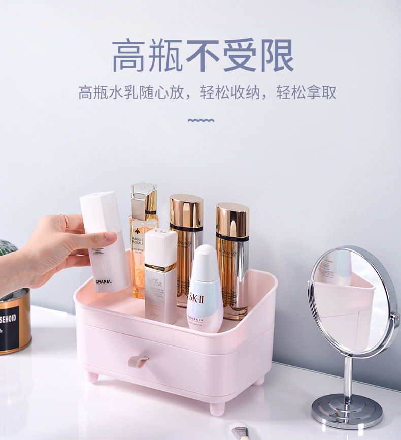 Plastic desktop cosmetic storage box, dust-proof and organizing cosmetic box, creative sundries storage box, desktop storage box pic 7