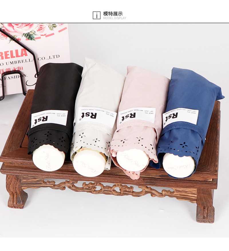 RST Japanese-style creative hollowed-out sunshade umbrella, mini 50% discount pocket sun umbrella for women with color glue sun protection, in stock and in batch pic 5