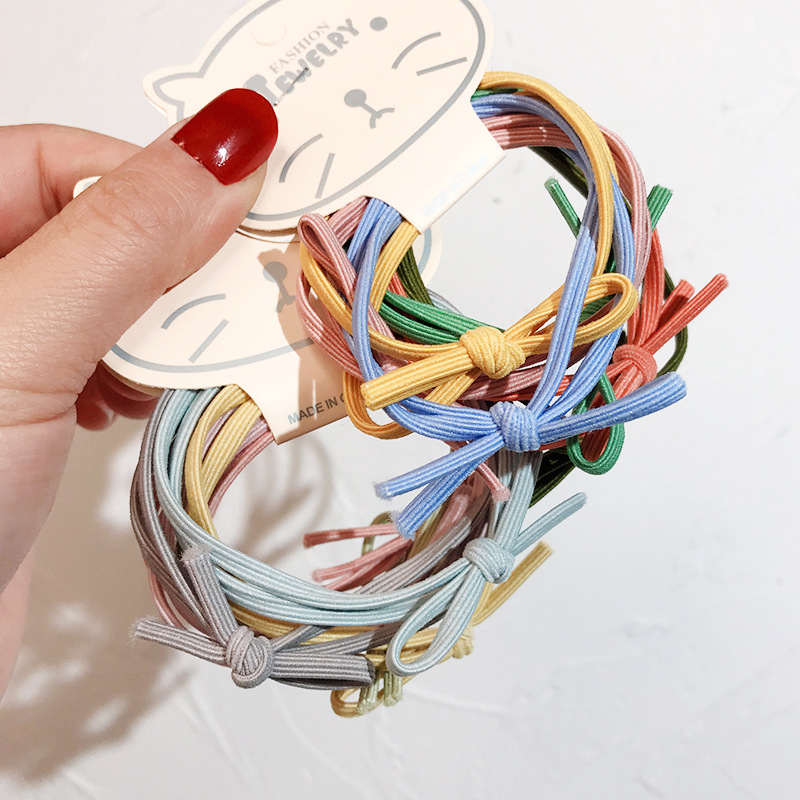 6-piece Korean simple bow basic hair band, colorful Korean version knot hair tie hair band set for women pic 4
