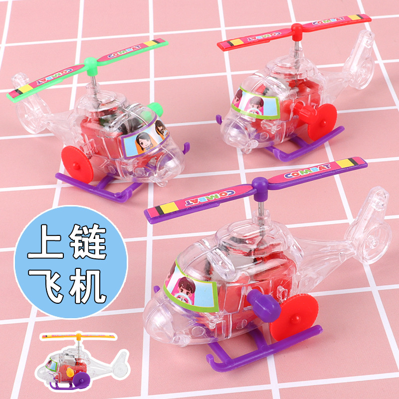 Wholesale of new winding spring transparent small aircraft, winding helicopter taxiing with propellers and rotatable toys pic 3