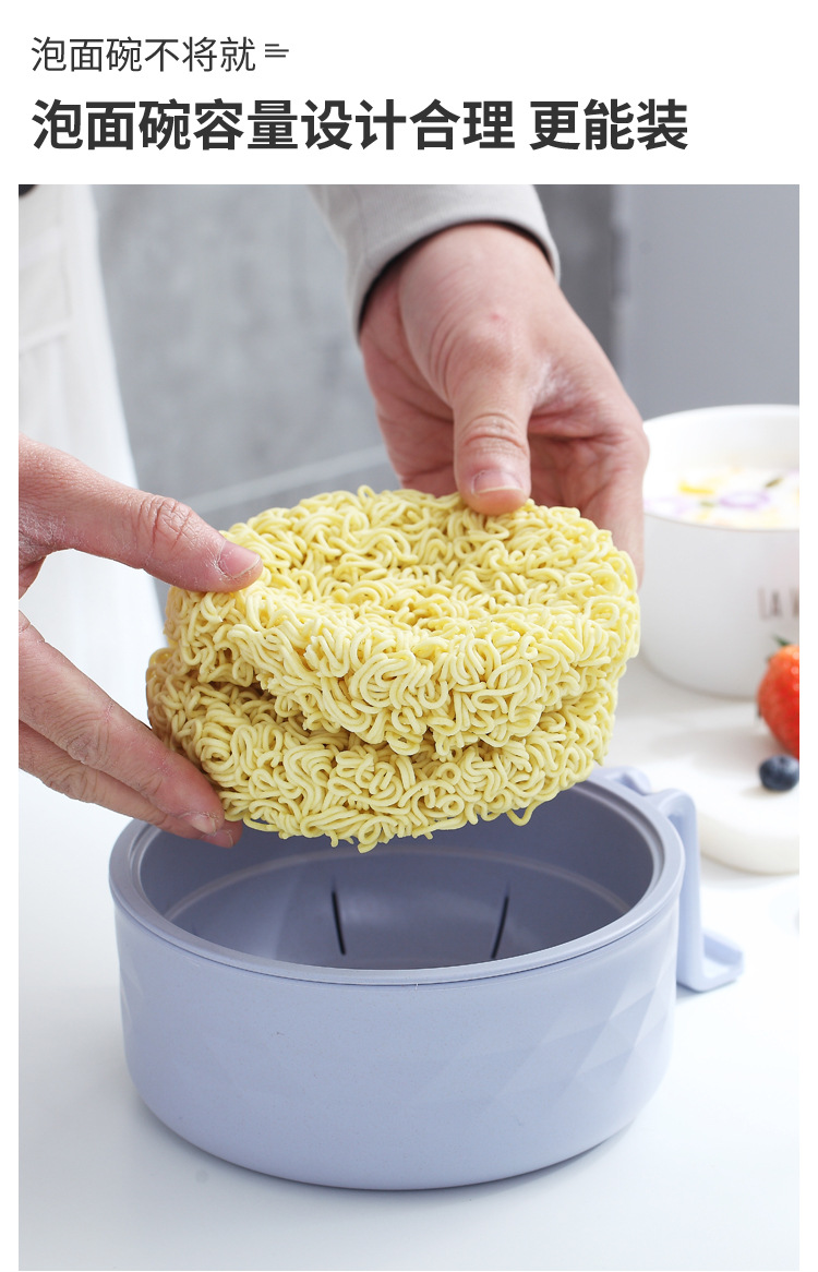 Factory direct sales of bamboo fiber instant noodle bowls, round bento boxes with LIDS for student dormitories, Korean-style instant noodle bowl wonders pic 3