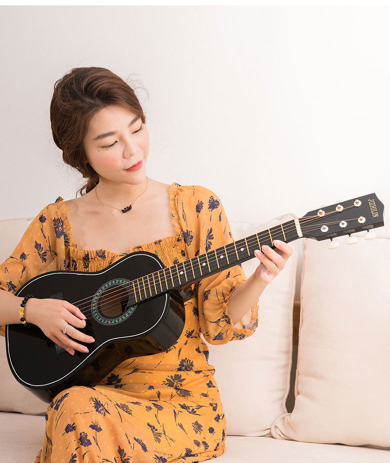 A complete set of 30-inch and 36-inch rounded corner acoustic guitars for students, beginners, and novice acoustic guitars to start practicing pic 21