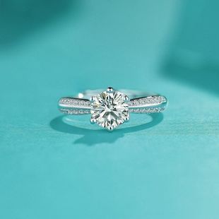 经典六爪戒指女一克拉锆石开口指环送女友礼物时尚结婚仿真钻戒详情6