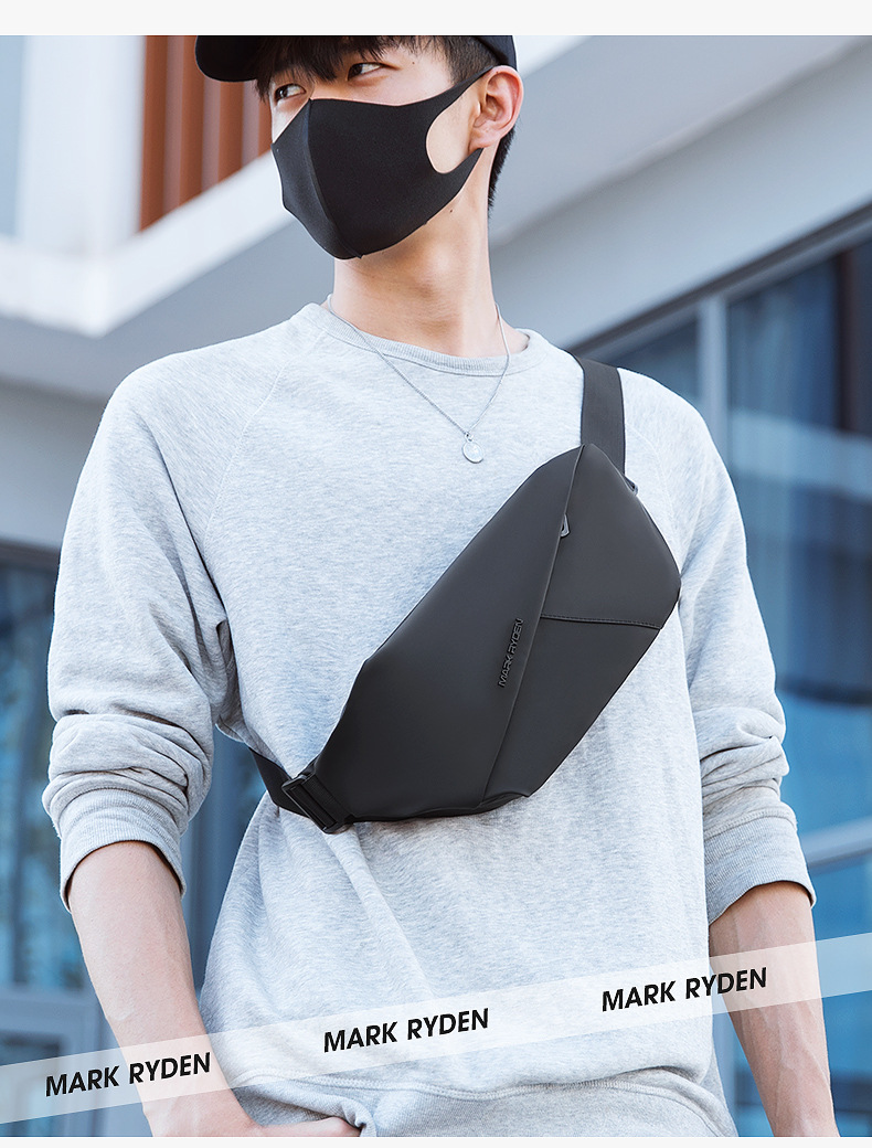 马可莱登新款小胸包男士休闲运动斜挎包时尚街头潮流单肩包男士包详情11