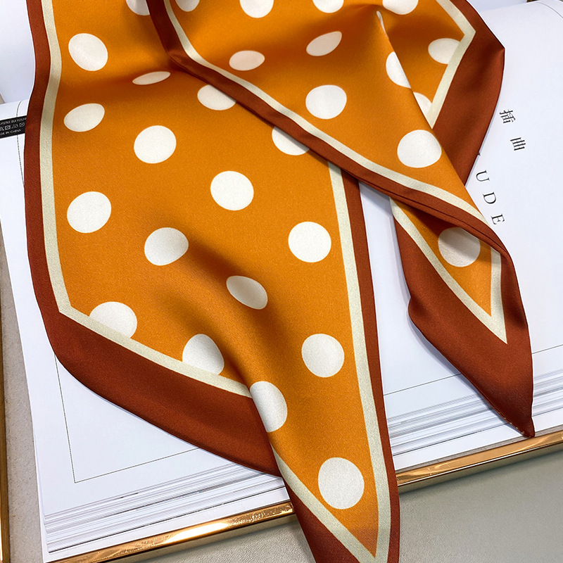 韩国时尚波点细窄长条丝巾女仿真丝斜角春夏领巾发带绑包详情51