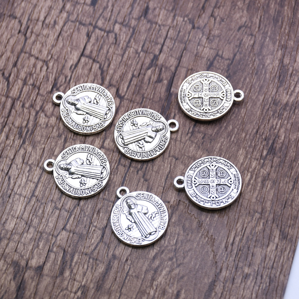 20 pieces per pack: Pendant accessories, bracelet, pendant, Saint Benedict retro silver alloy accessories, rosary DIY ornaments pic 2