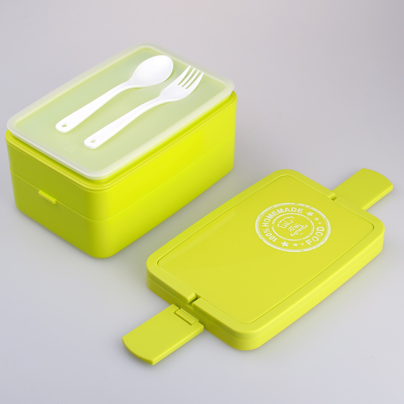 Bangduo - Plastic double-layer handle lunch box, Japanese bento box, microwave Lunch Box, Lunch box pic 4