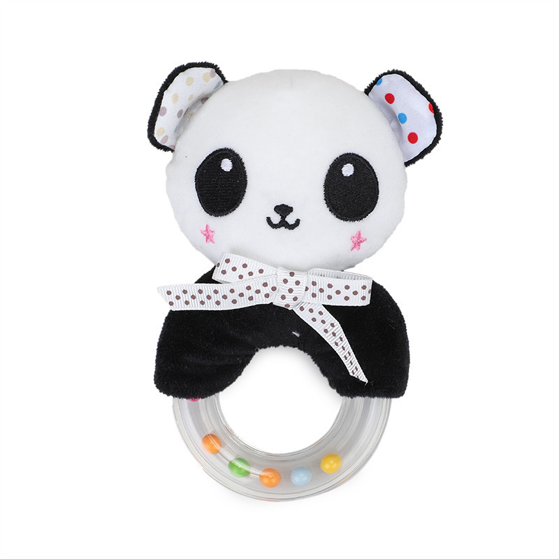 BBSKY baby cartoon animal plush doll, colorful beads, hand-held bed, bell ring, rubber particles, bell ring, round handle pic 18