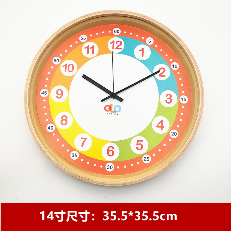 Japanese-style simple wall clock with large font, living room wooden clock, dining room bedroom modern silent round clock, solid wood frame pic 16