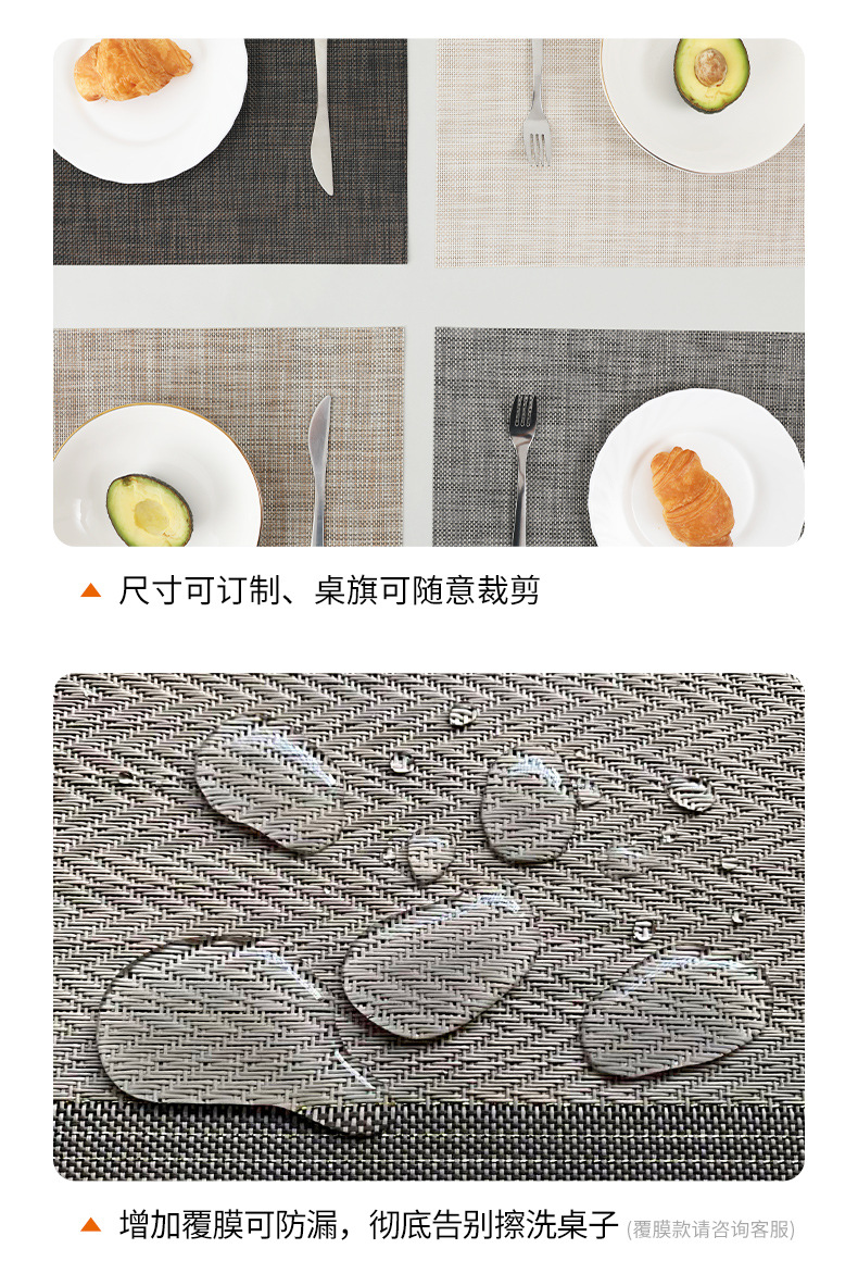 Ningxin European-style pvc woven coasters, antibacterial and anti-mold placemats, anti-slip Western placemats, heat-insulating table MATS, cross-border wholesale pic 10