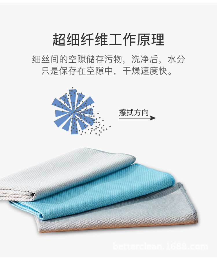 加工定制鱼鳞抹布加厚擦玻璃超细纤维吸水百洁布家用清洁洗碗巾详情9