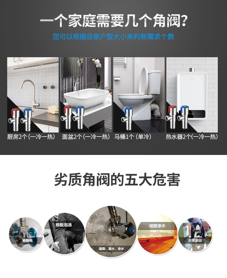 304不锈钢角阀一进二出马桶角阀加长三角阀加厚黄铜阀芯卫浴批发详情37