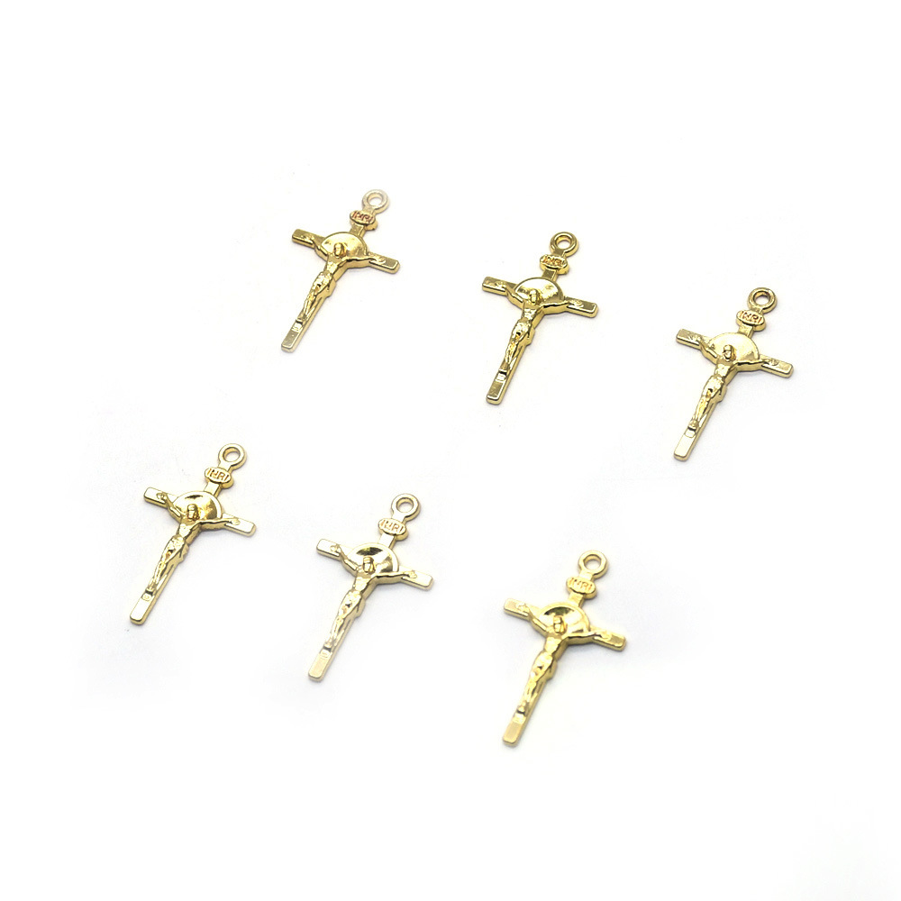 (10 pieces per pack) Cross pendant, gold DIY jewelry accessory, rosary necklace pic 3