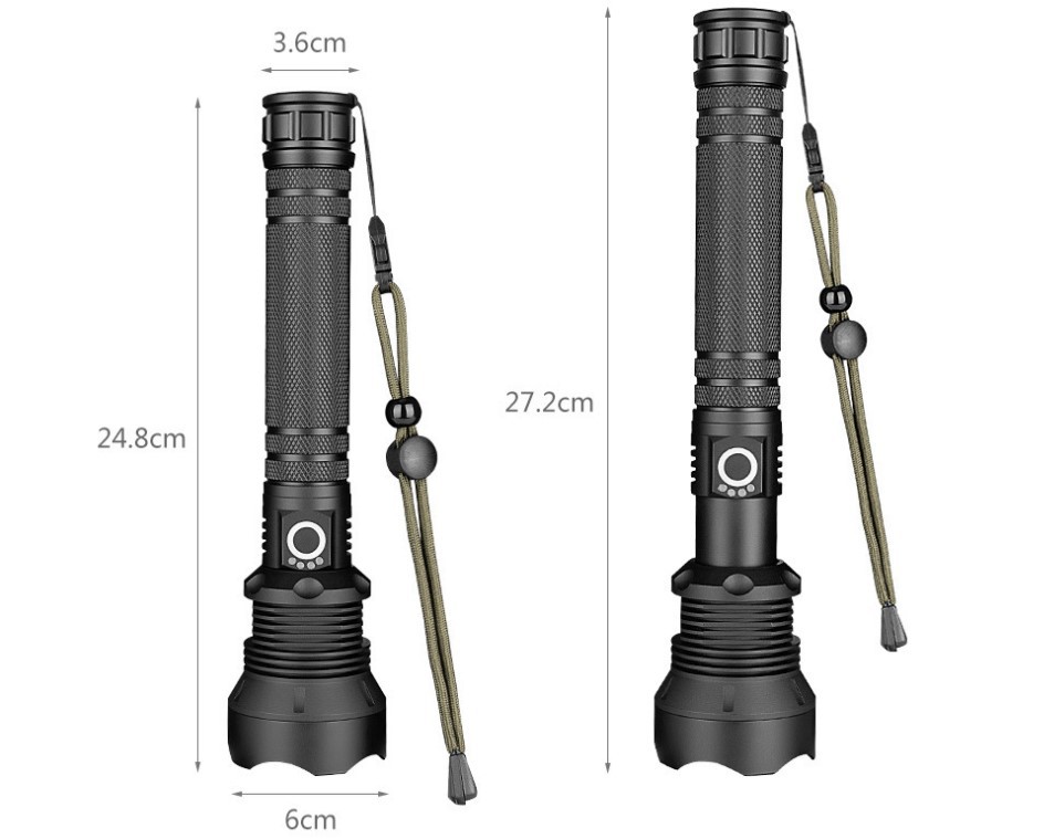 跨境大功率USB充电p70强光远射充电26650加长p50ty-c手电筒户外详情5